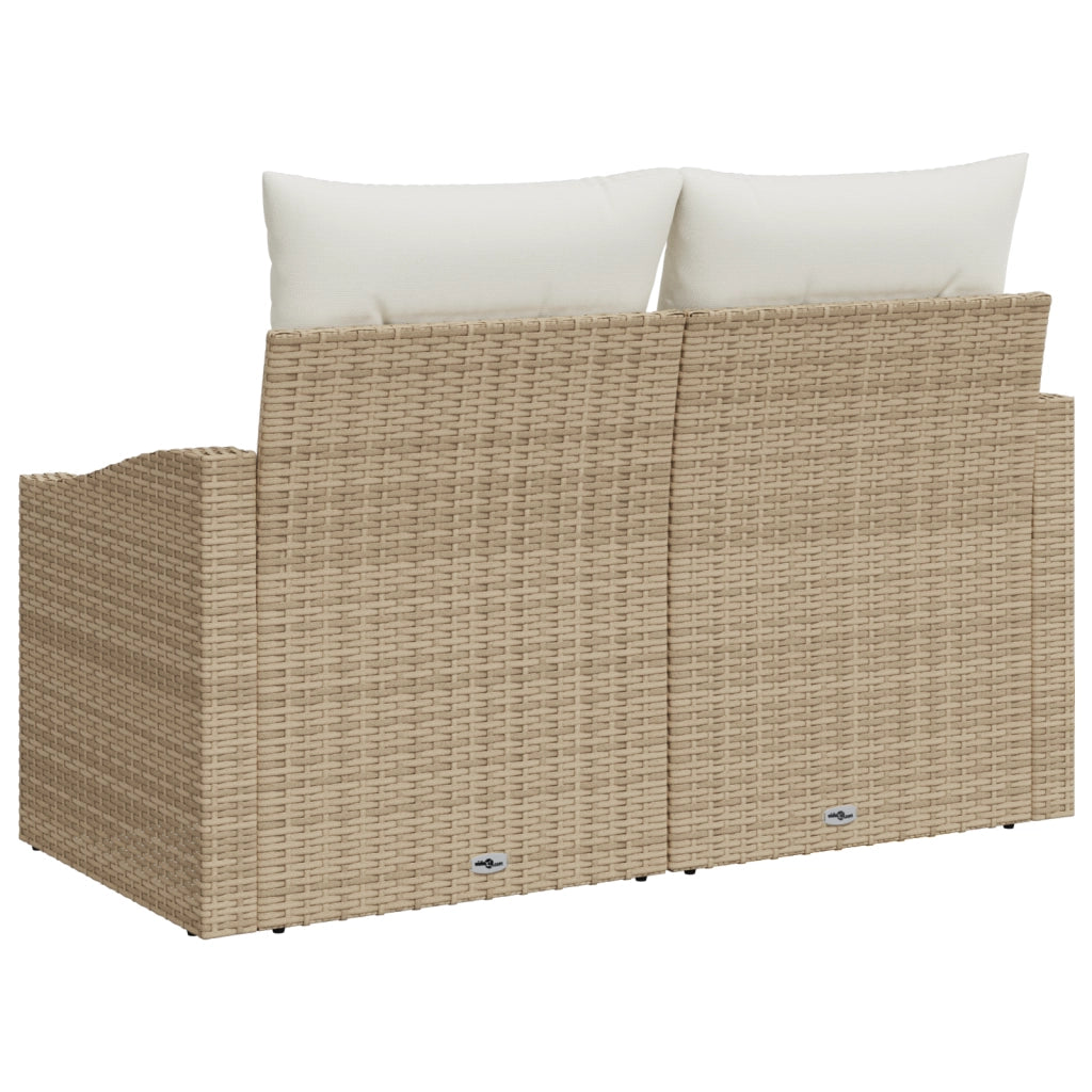 Sofa da Giardino a 2 Posti con Ripostiglio e Cuscini Beige in Rattan Sintetico