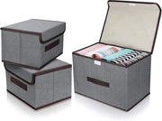 Set di 3 casse da ripiegare in tessuto con coperchio (2 misure), casse da ripiegare con maniglie per giocattoli, libri, camera da letto, armadio, ufficio, soggiorno.