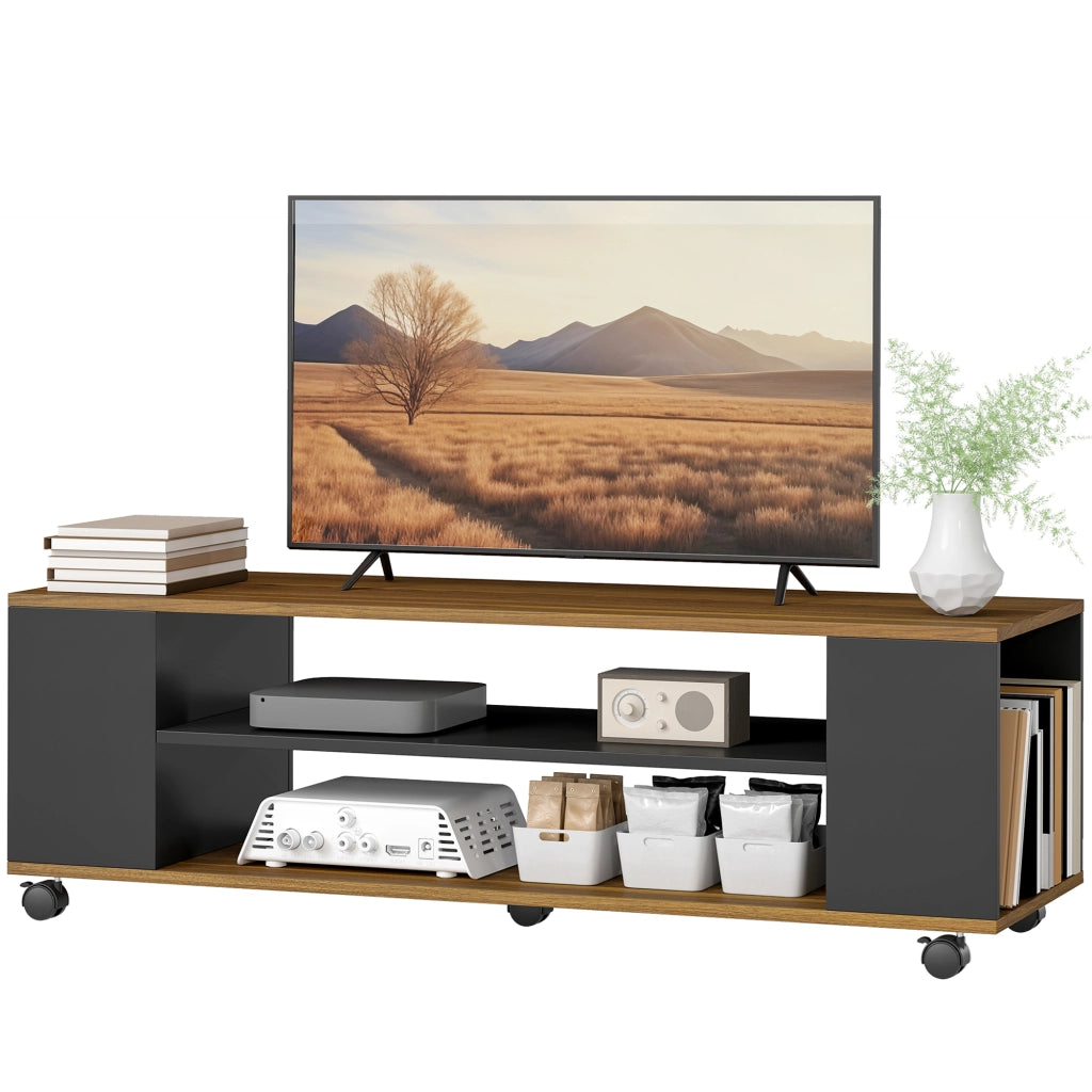 Mobile TV con Ruote 4 Ripiani ¨C Minimal ¨C 120x40x38,5 cm Nogal Nero