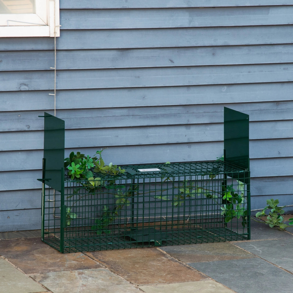 Gabbia per topi e ratti in acciaio 2 ingressi ¨C zephmum ¨C 80x25x30 cm verde scuro