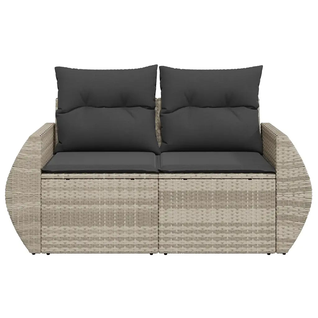 Divano da Giardino con Cuscini 2 Posti Grigio Chiaro Polyrattan