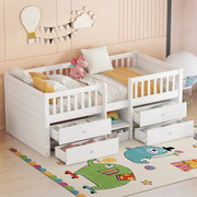 Letto semi-alto per bambini 90x200 cm con 4 cassetti bianco