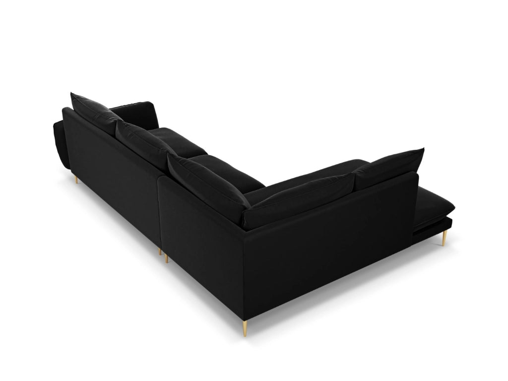 Cosmopolitan Design - Divano angolare sinistro "Vienna" 6 posti in velluto nero 
