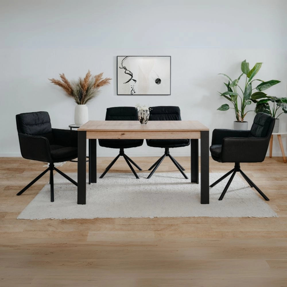 Tavolo allungabile Tolosa 80B colore rovere e gambe nere 150x75x80 cm.