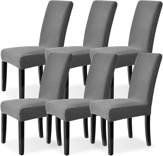 Copridorssoletto per sedie da pranzo - stretch - 6 pezzi - grigio - lavabile