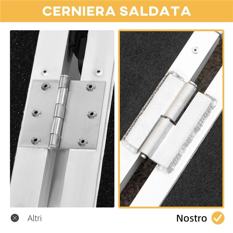RAMPA PIEGHEVOLE PER SEDIA A ROTELLE IN ALLUMINIO CON RIVESTIMENTO ANTISCIVOLO E BORDI, 122X73.5 CM, NERO