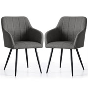 Set di 2 Sedie imbottite con cuciture quadrate LUXANO Grafite gambe nere tessuto Lumos