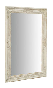 Biscottini Specchio Specchiera da parete e appendere verticale/orizzontale L60xPR4xH90 cm finitura bianco anticato