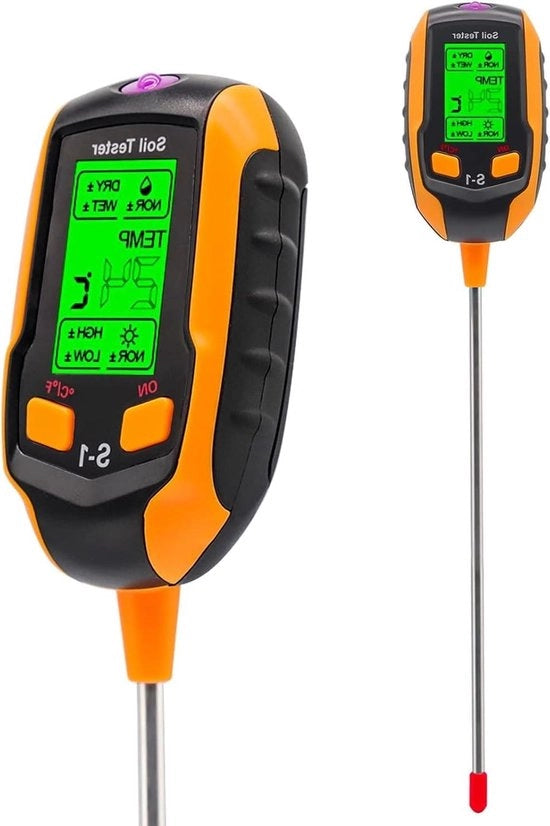 Misuratore di pH del suolo e umidità 4 in 1 - Sonde lunga per test del suolo profondo - Adatto per l'uso all'aperto e all'interno in giardino, serra e fattoria