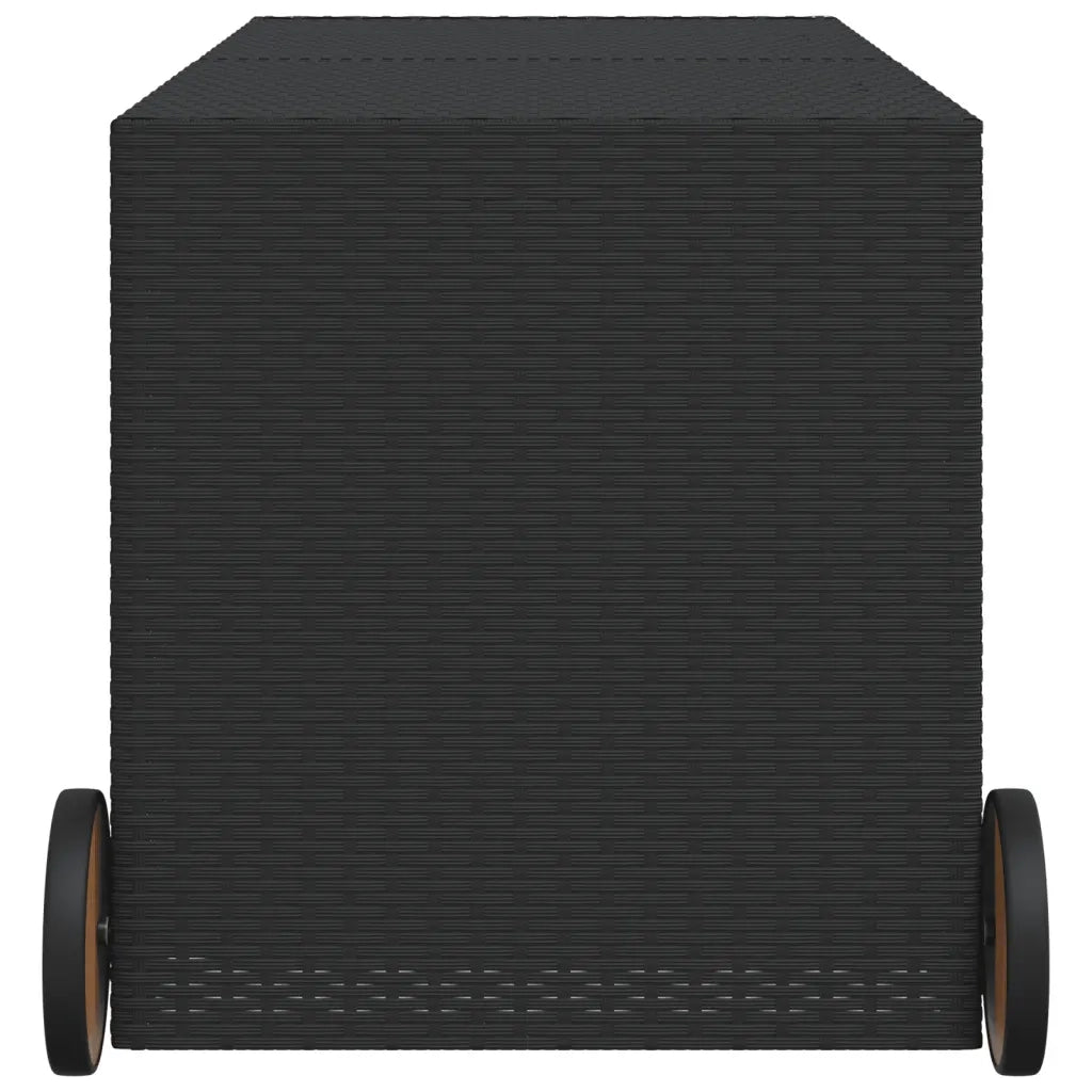 Contenitore da Giardino con Ruote Nero 283L in Polyrattan 365316