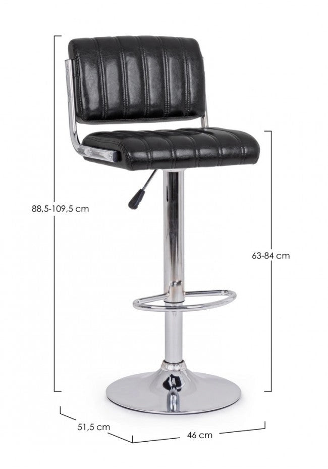 Set 2 Sgabelli Bar 46x51,5x88,5/109,5h cm Barclay Nero