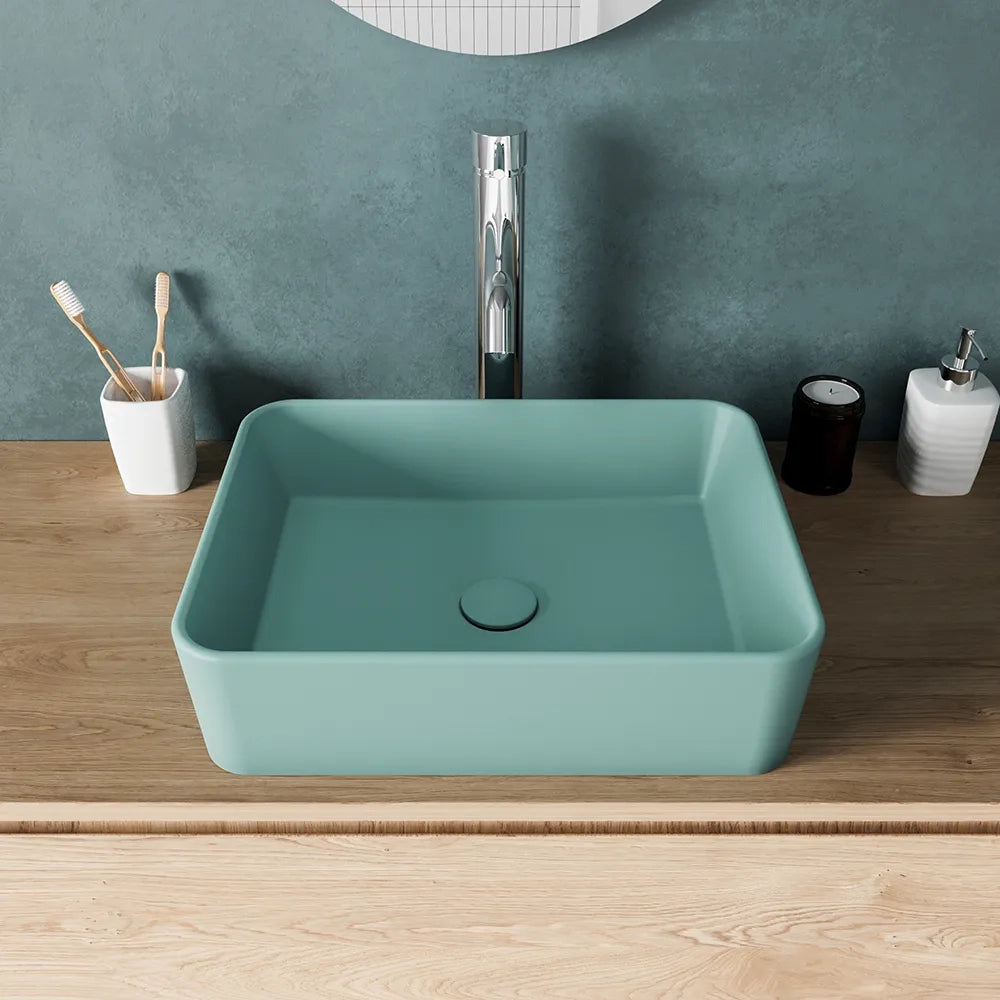 Lavabo da appoggio rettangolare 48x37x13,5 cm carta da zucchero | Caspio