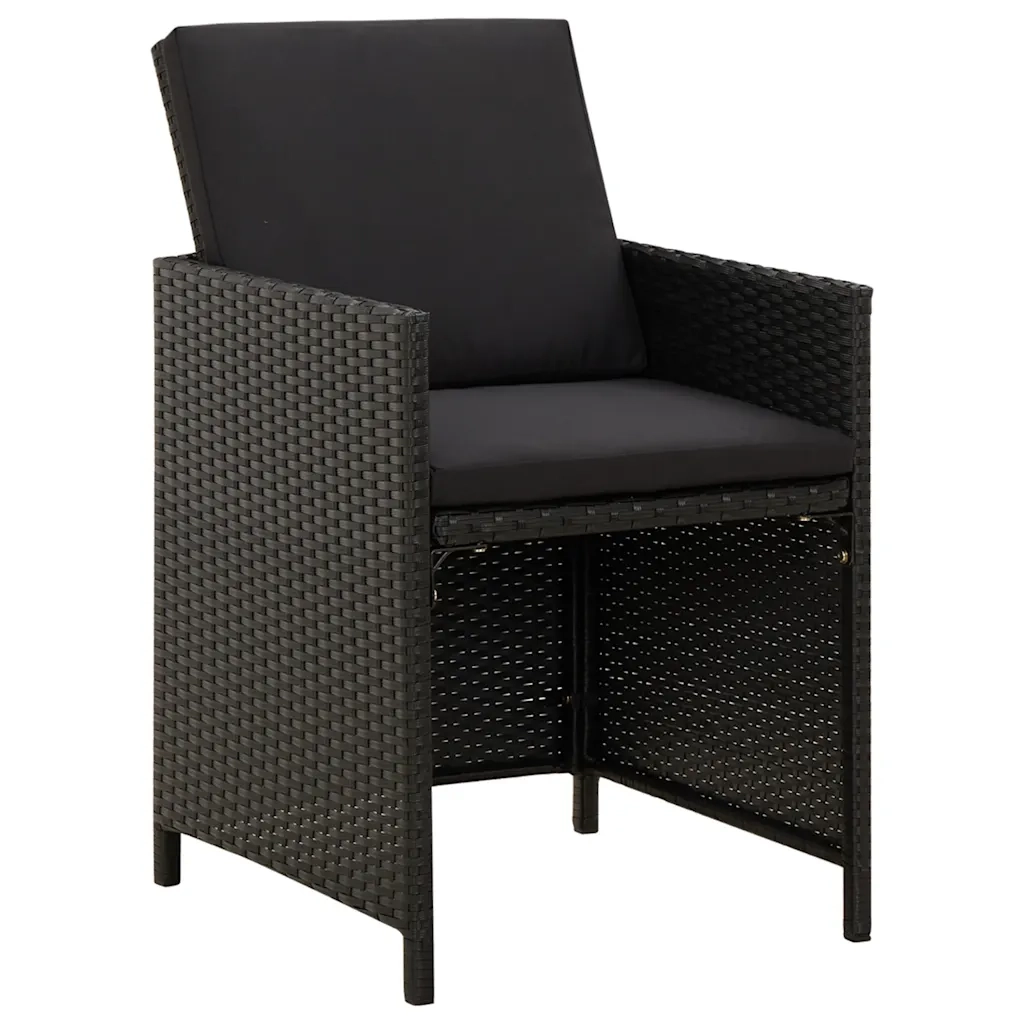 Set da Pranzo da Giardino 5 pz | Set Salotto da Giardino con Cuscini in Polyrattan Nero