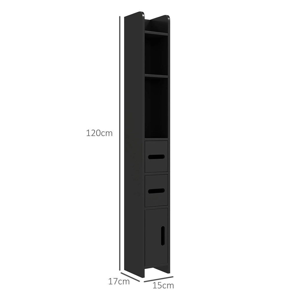 Mobile a Colonna da Bagno 15x17x120 cm Design Compatto Salvaspazio Nero