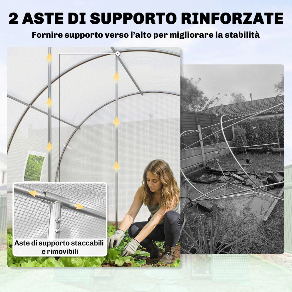 Serra Tunnel Giardino ¨C Xylo ¨C Acciaio Zincato e PE, 396x300x200 cm, Bianco