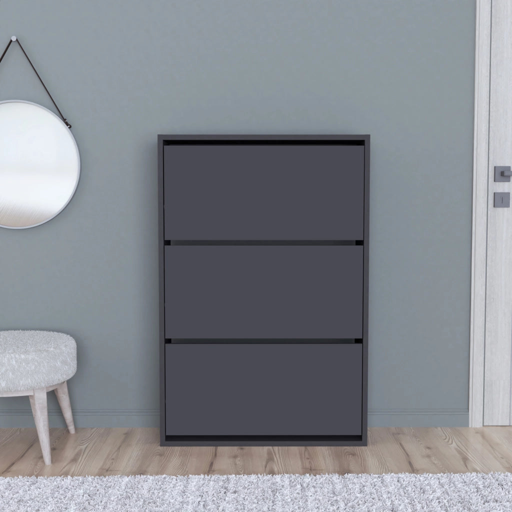 Scarpiera Salvaspazio Slim con 3 Contenitori Ribaltabili Portascarpe Stretto da Ingresso Capienza 18 Paia 110 x 73,5 x 24 cm - Antracite [en.casa]