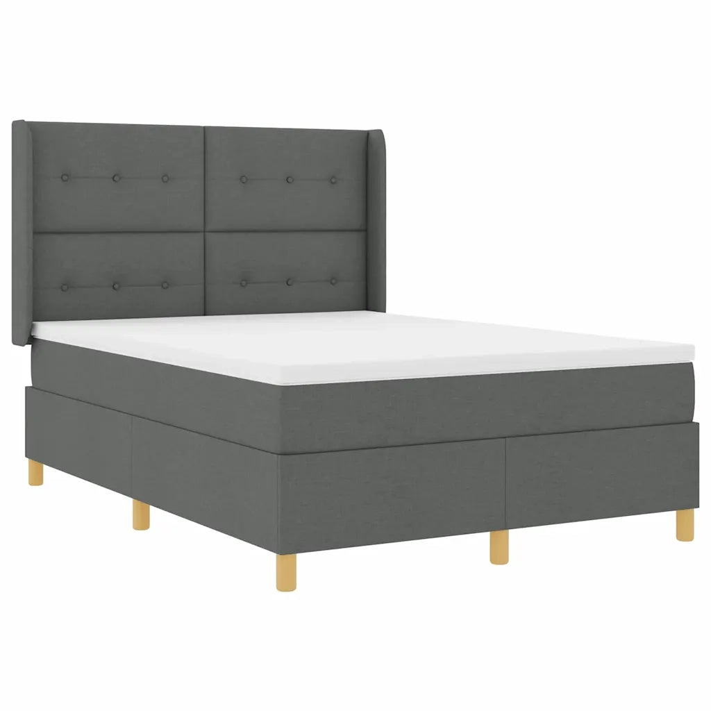 Letto a molle con strisce LED Grigio 140 x 200 cm Tessuto 3343694