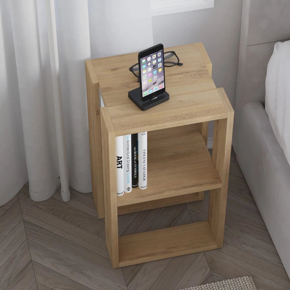 Comodino 1 Ripiano 55x30x34 cm in MDF Lonie Rovere