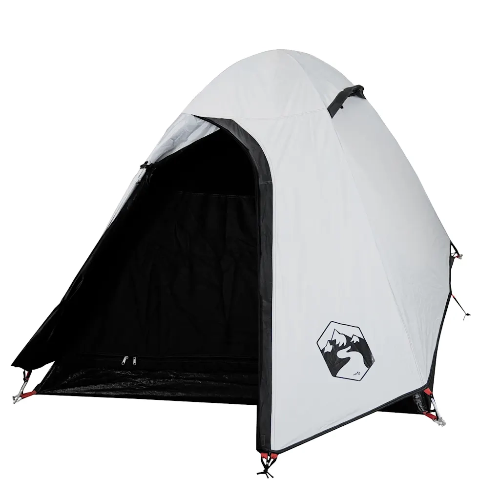 Tenda Campeggio a Cupola 2 Persone Bianca Tessuto Impermeabile 94330