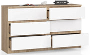 Cassettiera AKORD K140 Sonoma Quercia 138 cm 6 cassetti inserto frontale Bianco 138x40x77 cm