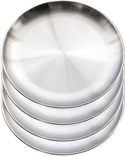 Piatti in acciaio inossidabile a forma rotonda - 20 cm - 4 pezzi - argento - duraturo