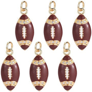 Accessori per abbigliamento - set di 6 clip in forma di pallone da calcio, 1 clip in forma di pallone da rugby in ottone dorato 18K, 1 clip 3D con anello di connessione in metallo.
