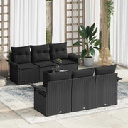 Set Divano da Giardino con cuscino 7 pcs Nero polyrattan 3353922