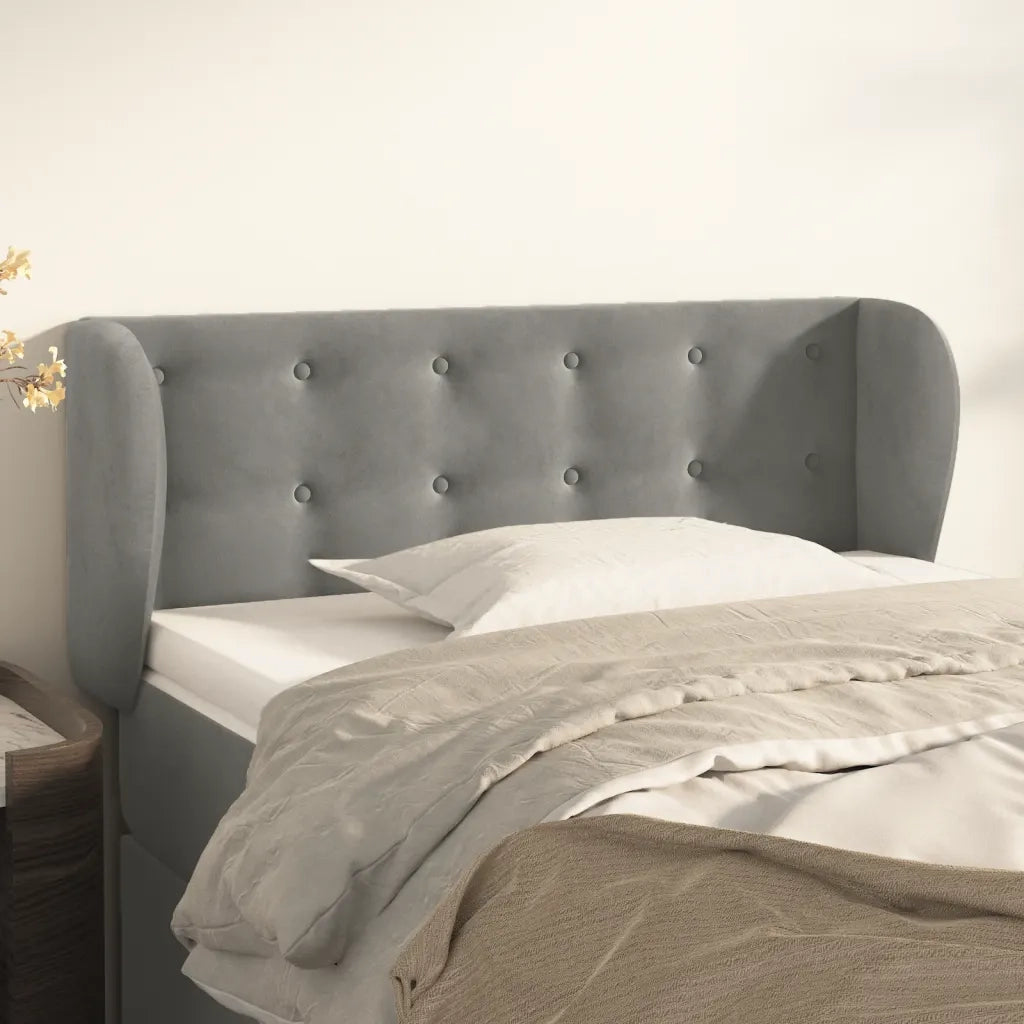 Testiera | Testata ad Orecchio Grigio Chiaro 83x23x78/88 cm in Velluto