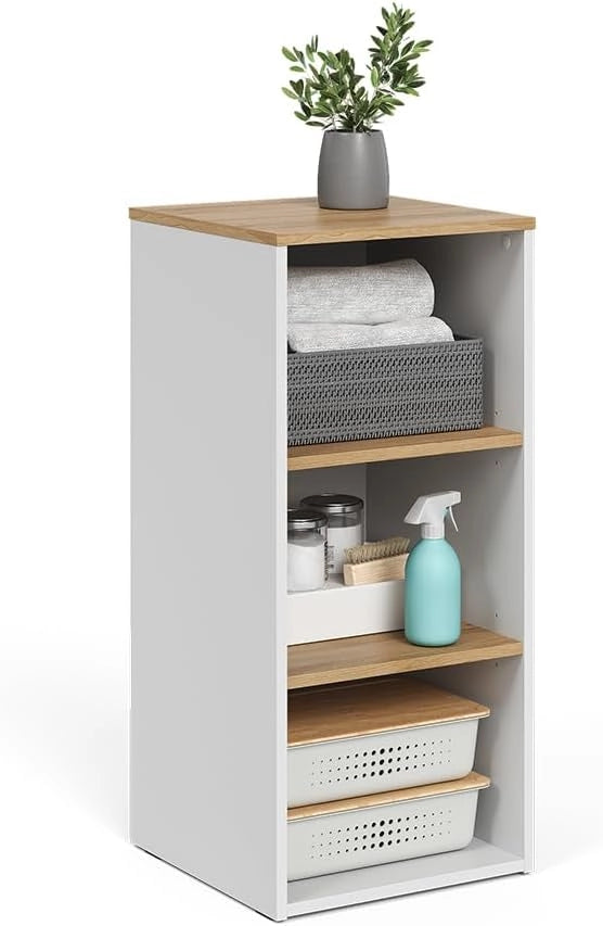 mobiletto bagno Viktor, Bianco/Artisan, 40.2 x 88.2 cm, da montare a parete per spazio aggiuntivo nel bagno