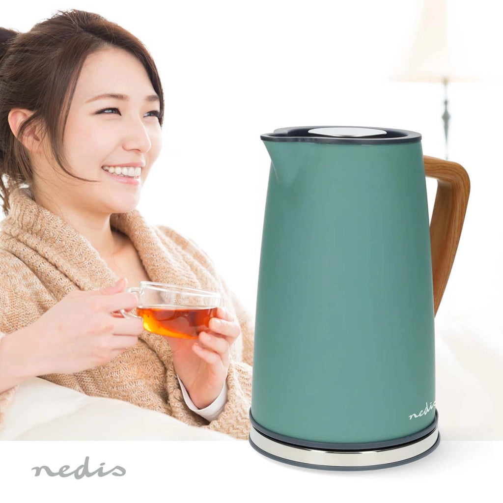 Bollitore elettrico Soft Touch 2200W da 1,7 l con regolatore Strix Verde acqua Nedis