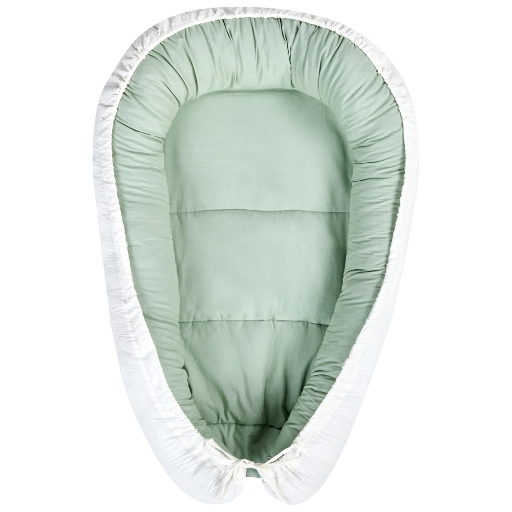 Lettino in cotone per neonati 55 x 90 cm reversibile verde chiaro e bianco stile moderno