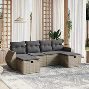 Set Divano da Giardino 6 pz con Cuscini Grigio in Polyrattan