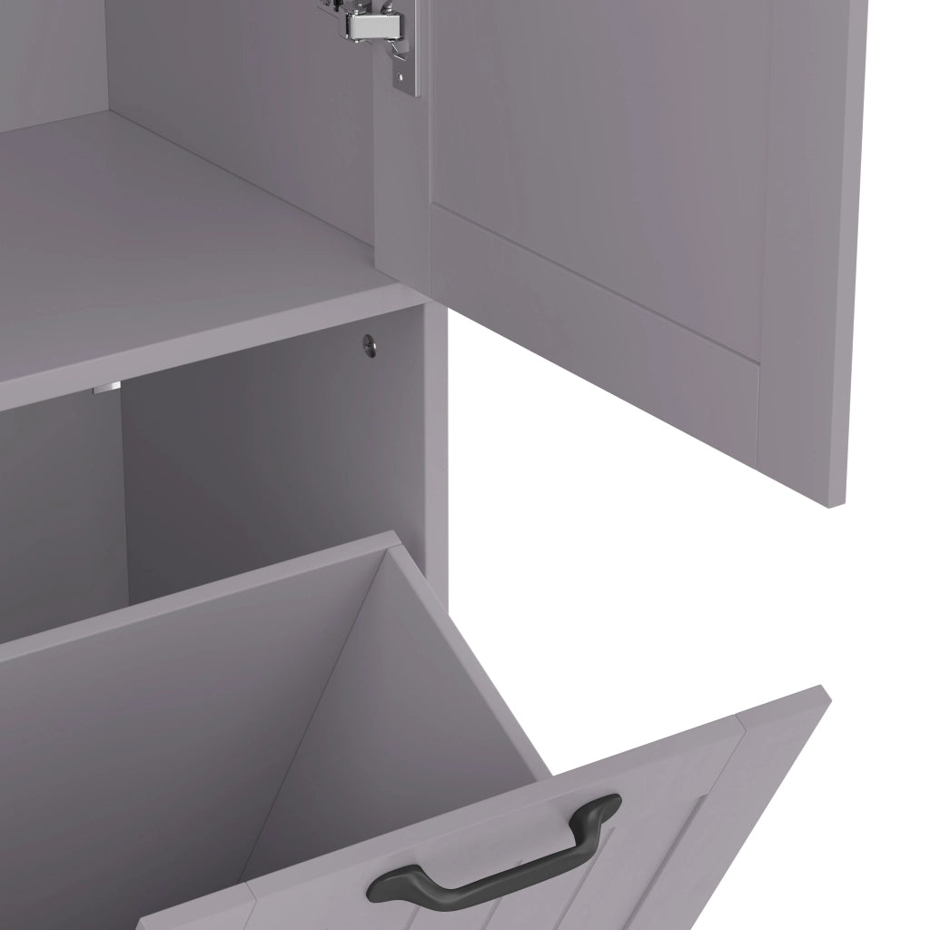 Mobile bagno in MDF 78 x 35 x 172,7 cm, finitura laccata resistente all¡¯umidit¨¤, 1 anta, 2 cesti portabiancheria, grigio
