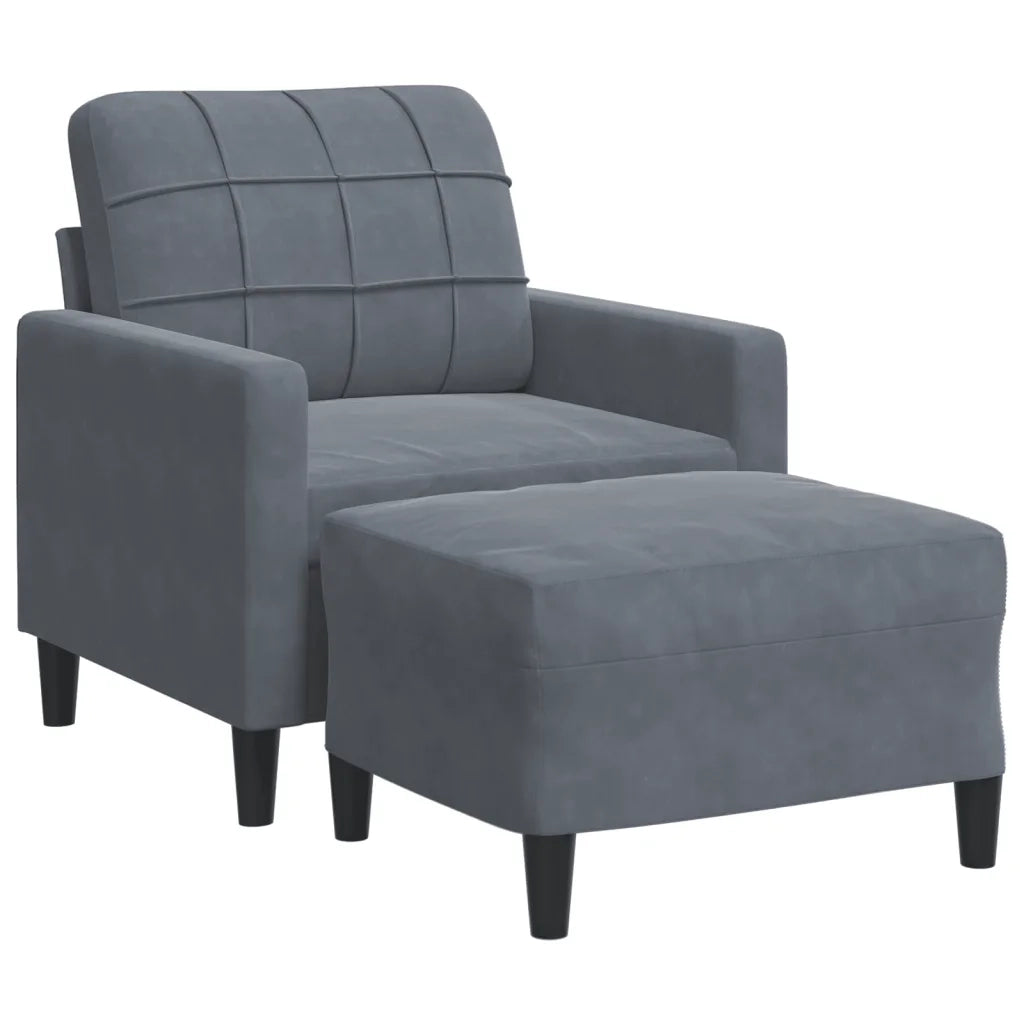 vidaXL Poltrona con Poggiapiedi Grigio Scuro 60 cm in Velluto
