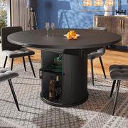 Tavolo da Pranzo Rotondo Allungabile ¨C MINIMAL ¨C Noce/Nero, 118-158 cm, 6 Persone