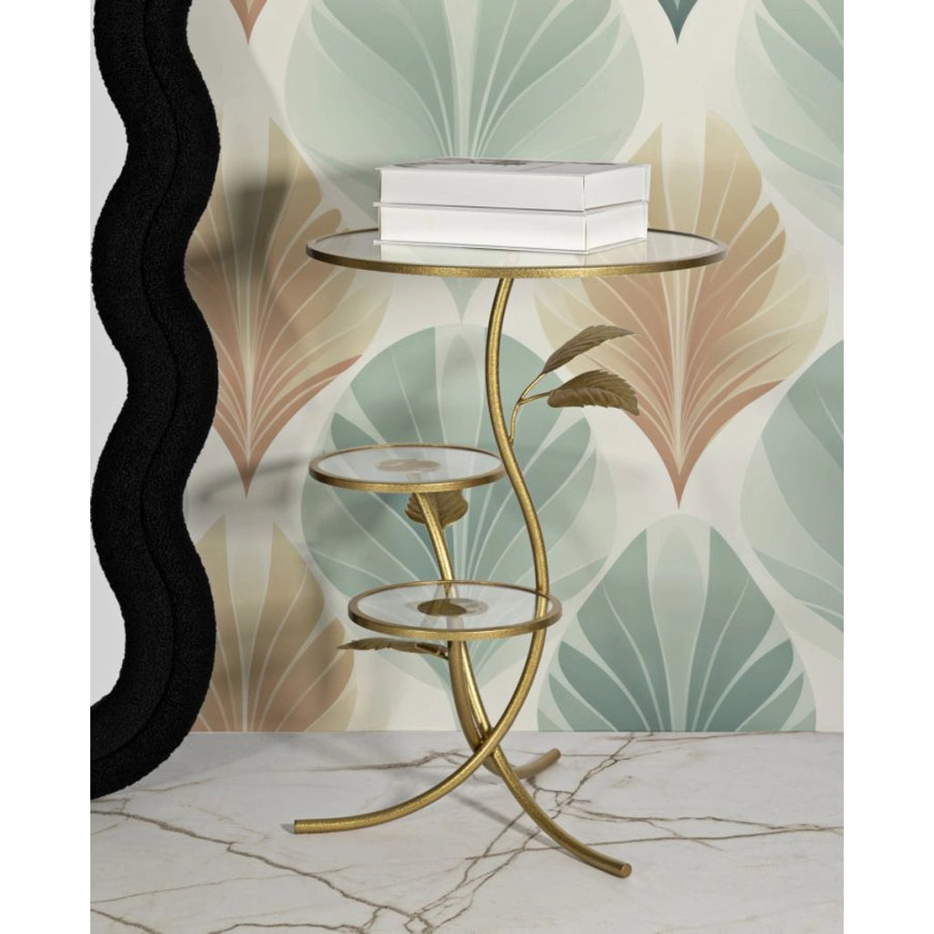 Tavolino VKH802, Oro, Metallo, 54x54x69,5 cm