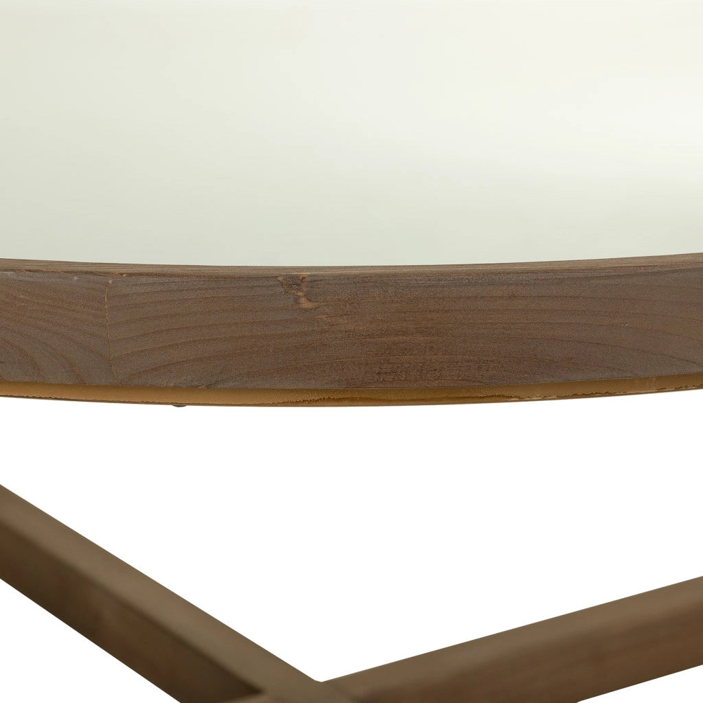 Tavolino da salotto in legno e vetro marrone D100x43,5