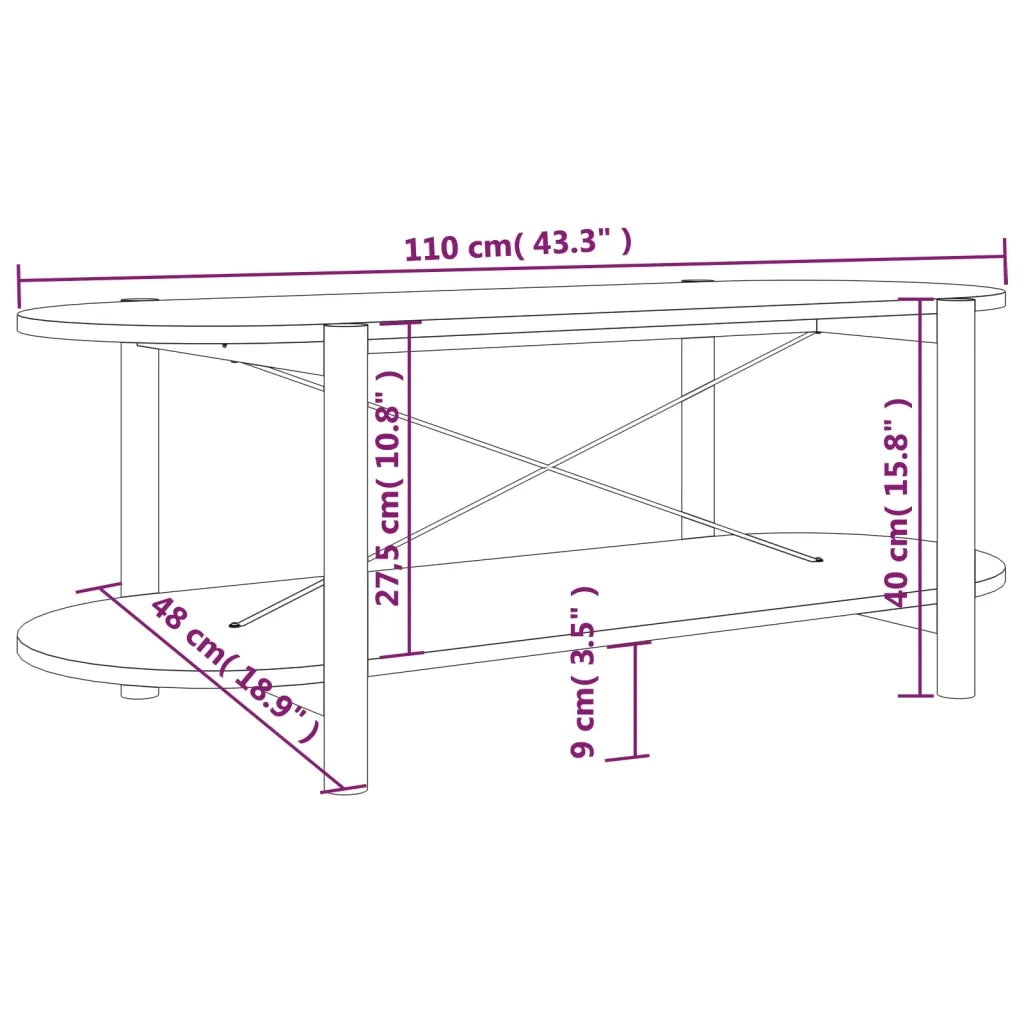 Tavolino da Salotto 110x48x40 cm in Legno Multistrato