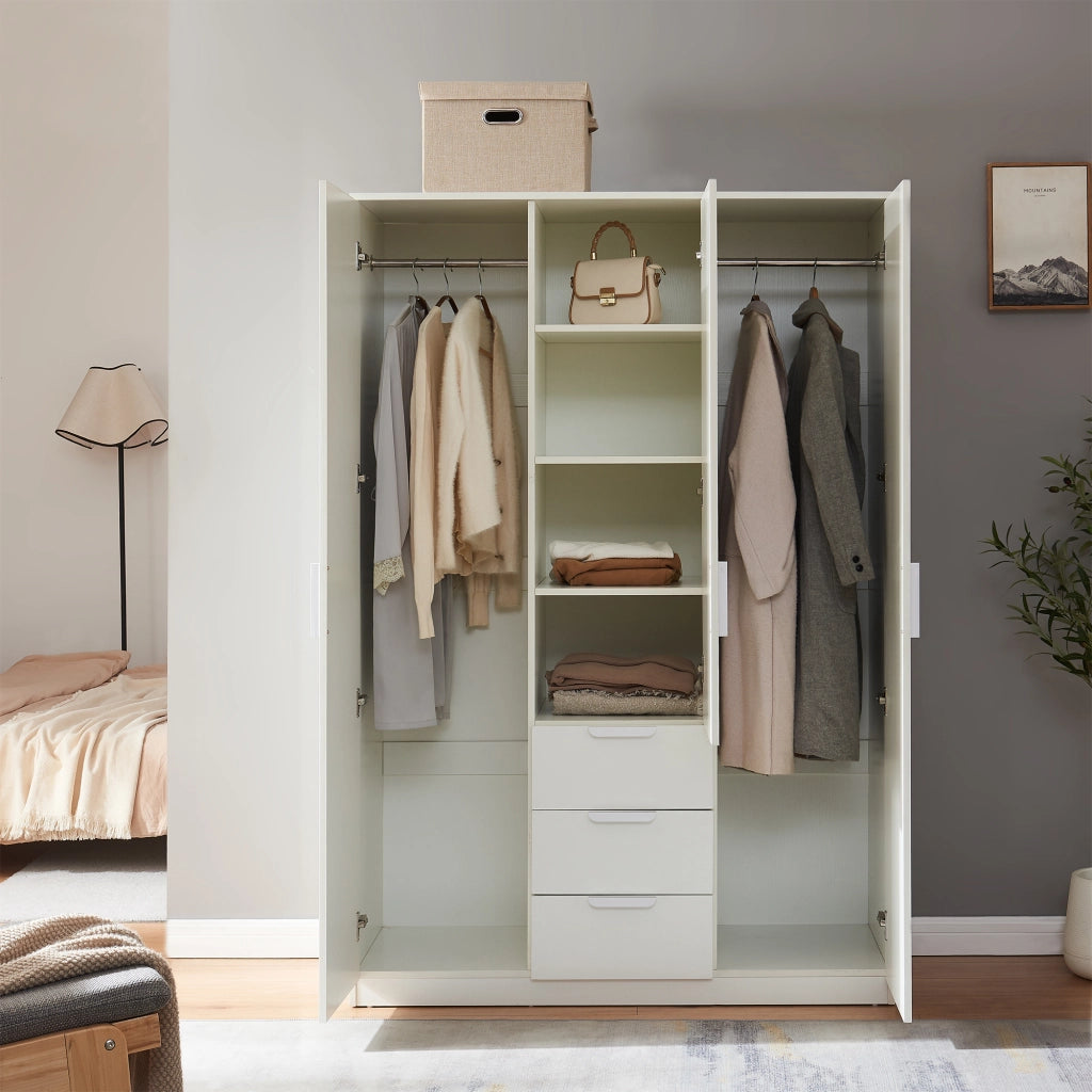 Armadio Guardaroba Eiselfing con Scomparti e Cassetti 176 x 120 x 52 cm Bianco [en.casa]