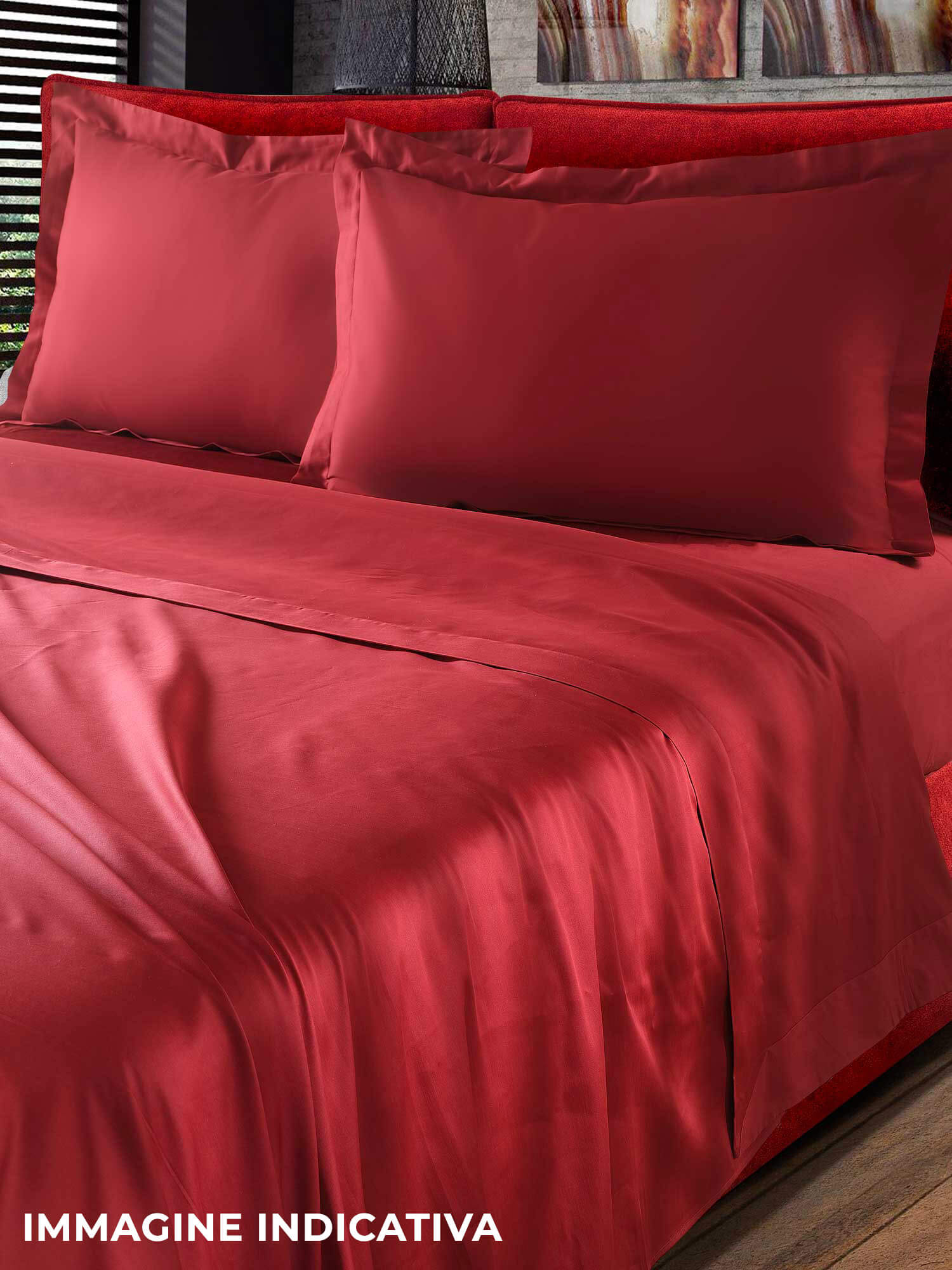 Set Lenzuola Matrimoniale Sopra Sotto e Federe Tinta Unita Garrini Clarice Blu