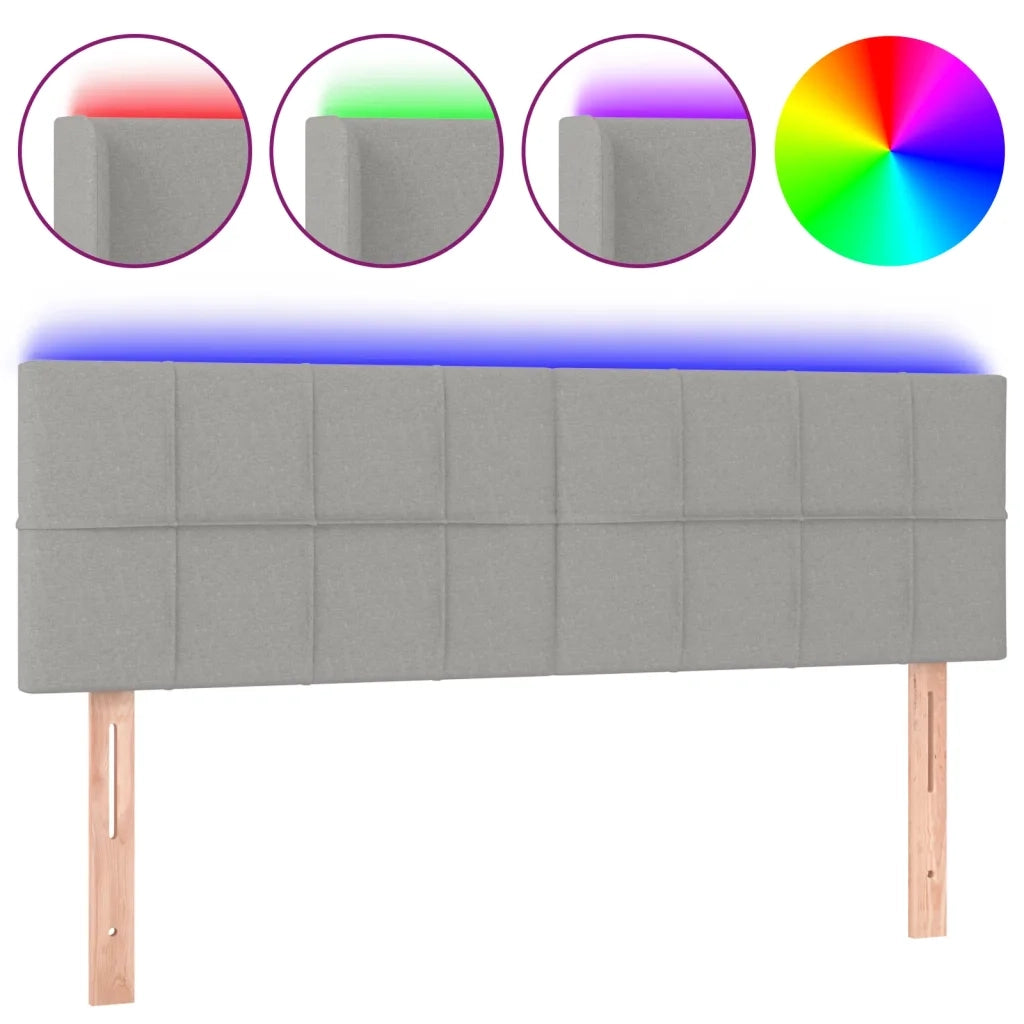 Testiera a LED-Testata con LED Grigio Chiaro 144x5x78/88 cm in Tessuto 482254