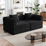 DIVANO LETTO 2 in 1 con vano bracciolo in ciniglia nera