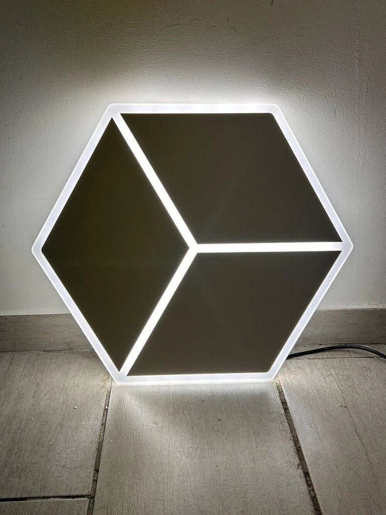 Plafoniera lampadario luce da soffitto moderna a led 37w forma cubo 3D Bluetooth cambia 3 luci dimmerabile