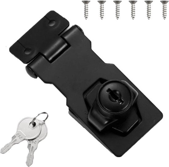 Blocco di sicurezza con chiave - Chiusura a sicurezza bloccabile per armadi, porte di armadio e porte di garage 

Modello: KS-1234
Compatibilità: 2-6 mm
Materiali: Acciaio inossidabile
Dimensioni: 10 x 5 x 2 cm
Peso: 150 g
