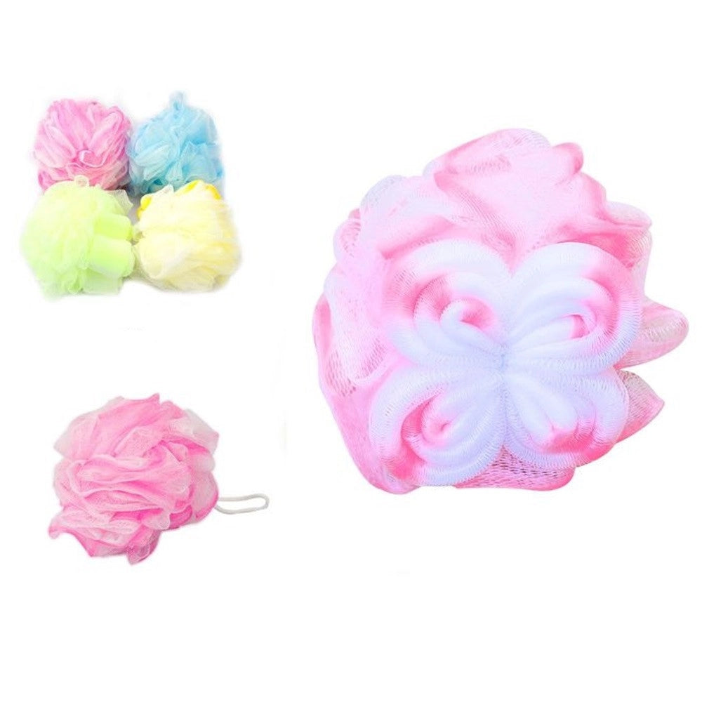 Trade Shop - Set 2pz Spugna A Rete Esfoliante Retina Doccia Bagno Flower Colorate Marmorizzate 79305 -