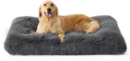 Letto Fluffino per Cani Grandi - 104x74x8 cm, Lavabile, Fondino Antiscivolo, Grigio Scuro