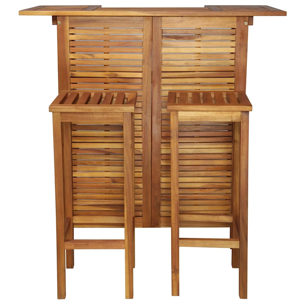 Set Tavolo e Sedia da Bar 3 pz in Legno Massello di Acacia 44008