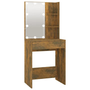 Toeletta | Tavolo da Trucco con LED Rovere Fumo 60x40x140 cm