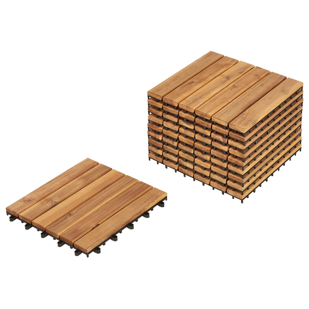 Pavimento in legno di acacia certificato naturale per esterni con base in plastica resistente all'acqua