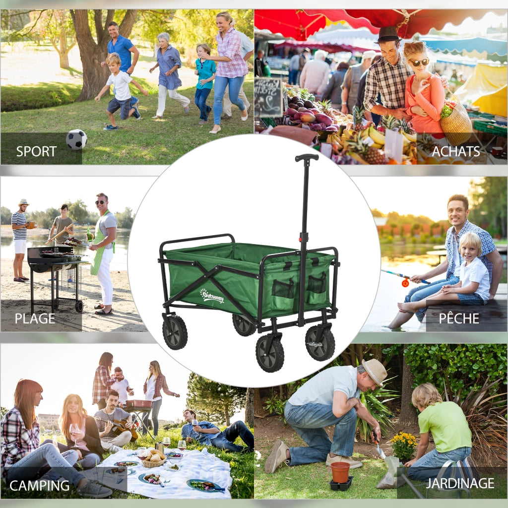 Carrello Trasporto Pieghevole ¨C zephmum ¨C Verde Scuro 83x50x99 cm